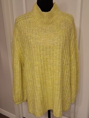 Pilcro x Anthropologie Lemon Yellow Chunky Ribbed Knit Oversized Sweater
